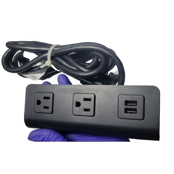 Conference Recessed Power Strip Socket 6.5Ft Cord, Desktop 2-Outlet & 2 USB Port - Picture 2 of 9